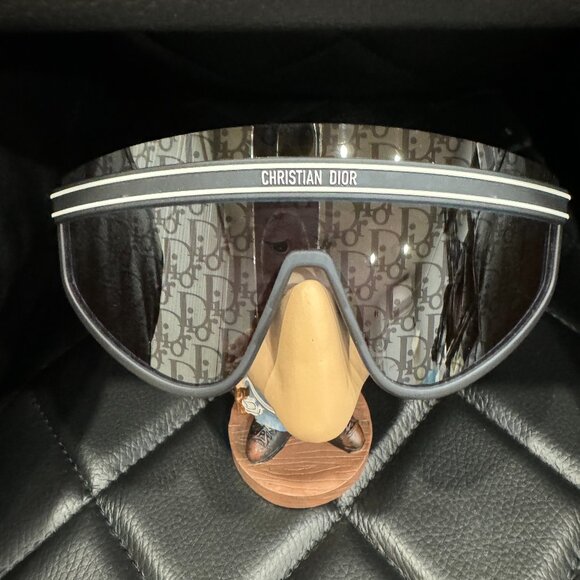 CHRISTIAN DIOR DIORCLUB M2U 31B8 MASK SILVER MIRROR BLUE DIOR lOGO SUNGLASSES. - Picture 11 of 17
